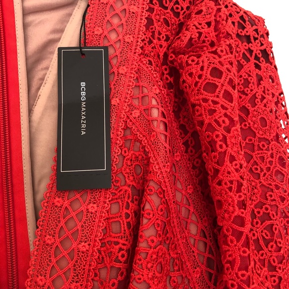 NWT BCBG Red Lace Dress ❤️ Perfect Valentines Dress! - Picture 5 of 7